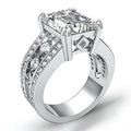 Emerald Cut Center Stone Split Band Ring In Silver Tone view 3