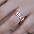 Rose Gold Tone Geometric Band Ring Clear Accent Stones Sizes view 2