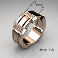 Rose Gold Tone Geometric Band Ring Clear Accent Stones Sizes view 3