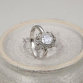 Silver Tone Round Cluster Ring With Split Shank Statement Jewelry view 6