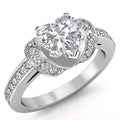 Silver Heart CZ Halo Ring Split Shank Pave Band Sizes view 6