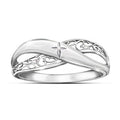 Silver Tone Polished Crossover Ring With Clear Accents view 6