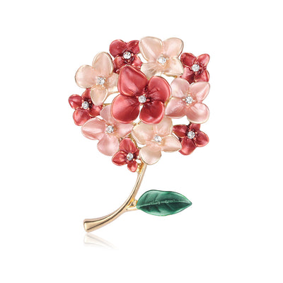 Front product view of the flower brooch pin in red and gold