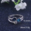 Silver Tone Three Stone Blue Clear Cluster Finger Ring view 5