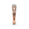 Rose Gold Tone Round Solitaire Ring With Scrollwork Band view 3