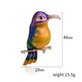 Colorful Long Beak Bird Brooch in Purple or Green Enamel view 5