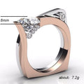 Two Tone Square Open Band Ring With Clear Stones Statement Jewelry view 5