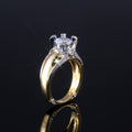 Gold Tone Crown Halo Ring with Round Clear Stone Design view 2