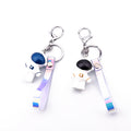 Astronaut Figural Keychains with Iridescent Straps in Two Colors view 1