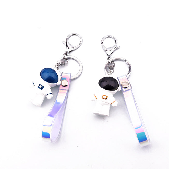 Astronaut Figural Keychains with Iridescent Straps in Two Colors