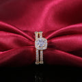 Gold-Tone Two-Piece Ring Set With Square Halo Center view 3