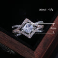 Two-Tone Square Crystal Ring With Crossing Pavé Bands view 5