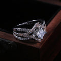 Two-Tone Square Crystal Ring With Crossing Pavé Bands view 4