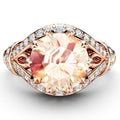 Rose Gold Tone Champagne Halo Ring In A Polished Decorative Design view 2