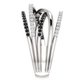 Wide Interwoven Black And Clear Stone Ring In Silver Tone view 4