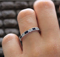 Silver Tone Slim Band Ring With Square Colored Stones view 3