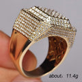 Gold Square Micro Pave Cubic Zirconia Mens Signet Ring view 5