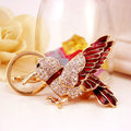 Red Bird Keychain With Clear Rhinestones And Gold-Tone Metal view 3