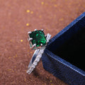 Silver Tone Green Square Halo Ring With Clear Stones view 4
