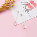 White Daisy Flower Long Short and Clip Dangle Earrings view 2