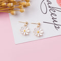 White Daisy Flower Long Short and Clip Dangle Earrings view 4