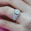 Silver Tone Round Crystal Halo Split Shank Ring Jewelry view 1