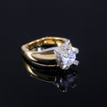 Gold Tone Crown Halo Ring with Round Clear Stone Design view 4
