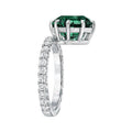 Silver Tone Green Square Halo Ring With Clear Stones view 6