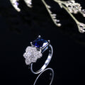 Floral Cluster Ring with Red or Blue Baguette Stone view 4