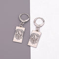Rectangular Lion Head Huggie Drop Earrings in Gold or Silver Tone view 4