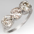 Silver Tone Five Stone Graduated Ring Statement Jewelry view 2