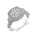 Silver Tone Cushion Cluster Ring with Clear Stones view 1