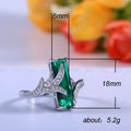 Rectangular Stone Leaf Ring In Green And Multicolor Silver Tone view 5