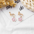 Pink Five Petal Flower Stud Hook and Clip Earrings view 4
