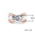 Two Tone Bow Ring with Round Clear Center Stone Design view 5