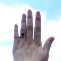 Silver Tone Green Square Halo Ring With Clear Stones view 3