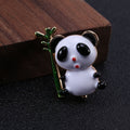 Enamel Panda and Bamboo Brooch with Gold Tone Trim view 2