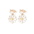 White Daisy Flower Long Short and Clip Dangle Earrings view 7