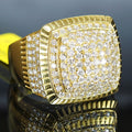 Gold Tone Square Pavé Statement Ring with Clear Stones view 1