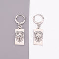 Rectangular Lion Head Huggie Drop Earrings in Gold or Silver Tone view 7