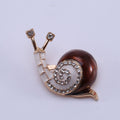 Enamel Snail Brooch Rhinestone Spiral Shell Black Brown Red view 7