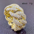 Chunky Pave Cuban Chain Link Ring In Polished Gold Tone view 5