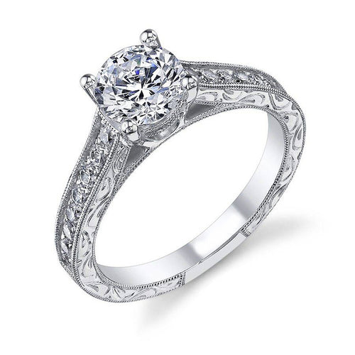 Front product view of silver and gold tone halo rings with clear round stones