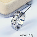 Silver-Tone Geometric Link Band Ring With Clear Square Accents view 5