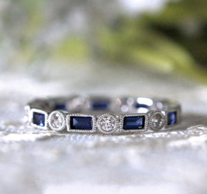 Silver Tone Slim Band Ring With Square Colored Stones