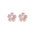 Pink Five Petal Flower Stud Hook and Clip Earrings view 6