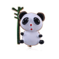 Enamel Panda and Bamboo Brooch with Gold Tone Trim view 1