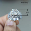 Silver Tone Round Crystal Halo Split Shank Ring Jewelry view 5