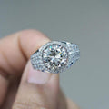 Silver Tone Round Crystal Halo Split Shank Ring Jewelry view 3