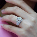 Silver Tone Round Crystal Halo Split Shank Ring Jewelry view 4